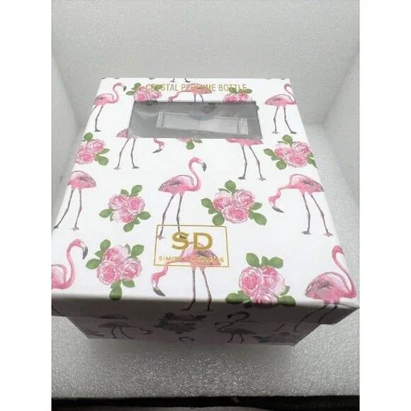 Beautiful Crystal Perfume Bottle with Hand Painted Flamingos - Picture 9 of 11